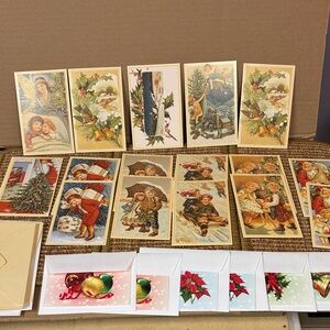 Lot of 16 Vintage Holiday Greeting Cards plus 6 blank holiday notecard gift tag